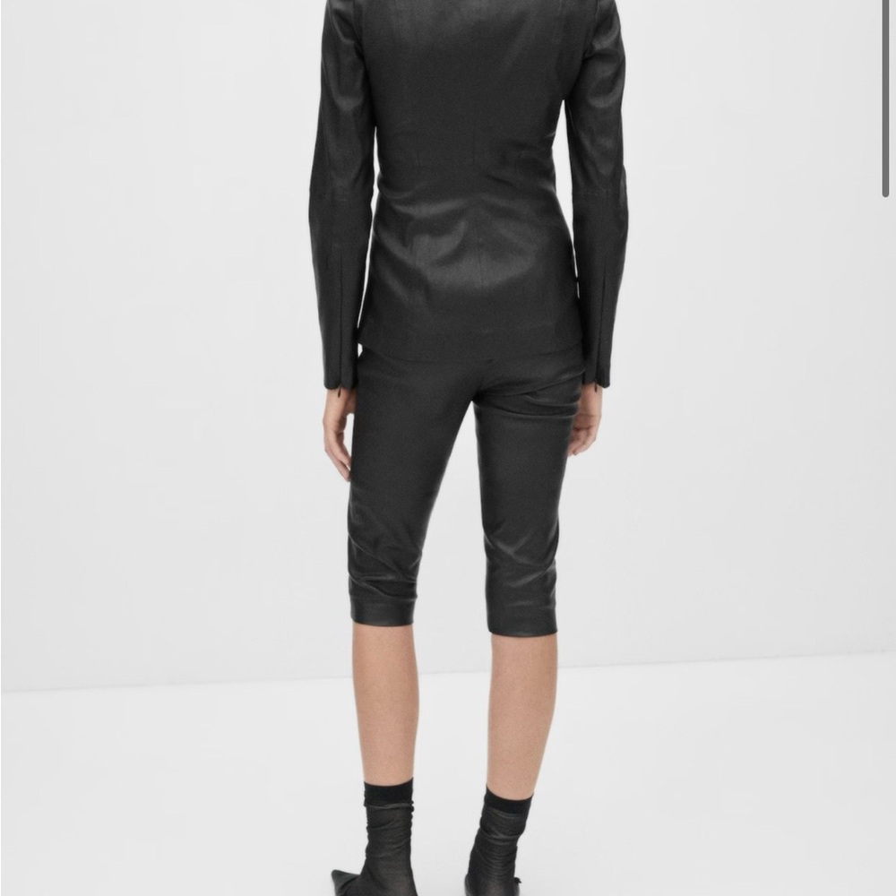 Mango Black Leather Capri Leggings